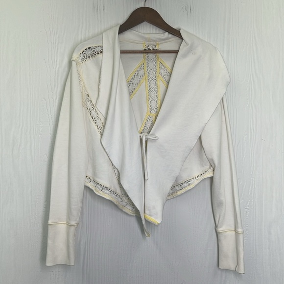 Free People - Lost Cause Cream And Yellow Crochet Design Cardigan Size Medium - Picture 11 of 15